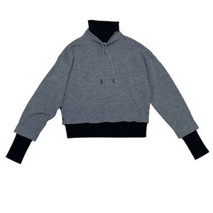 Veronica Beard Meade Layered Grey Wool Turtleneck Sweater Size L